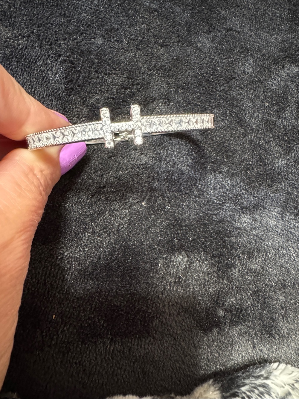 Source Unknown Silver Crystal Crossbar Bracelet